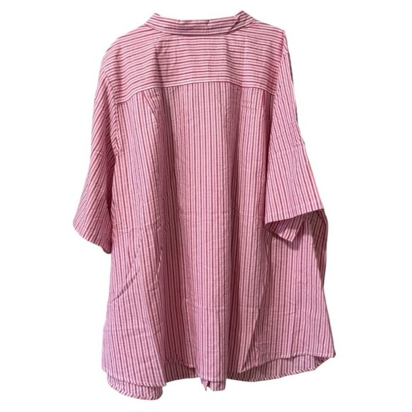 WOMAN WITHIN Pink Plaid Short Sleeve Shirt Size 5X Button‎ Down Cotton 38/40 - Picture 2 of 9